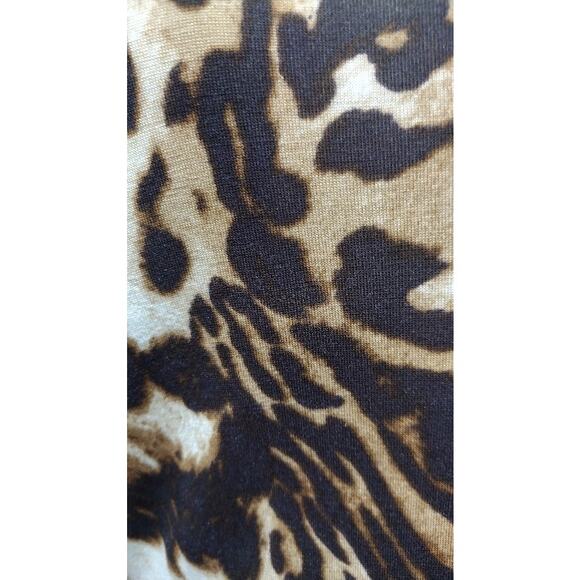INC 3/4 Sleeve Animal Print Tunic Top with Wide Neck, Brown/Beige, Size S - Picture 2 of 5